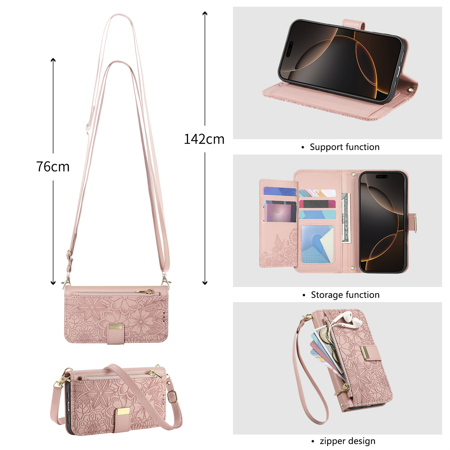 Elegant for iPhone18 flip phone leather case Apple 18 phone case flower and leaf 16 wallet 15 case