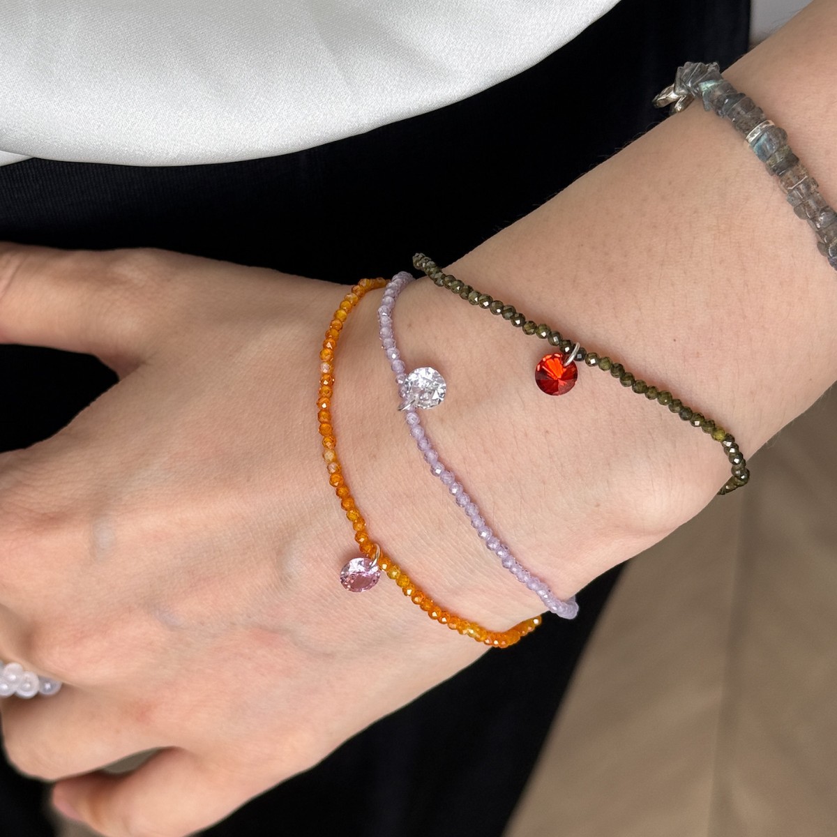 Dopamine candy color series self-made small colorful sugar super flash zircon gemstone pendant bracelet simple