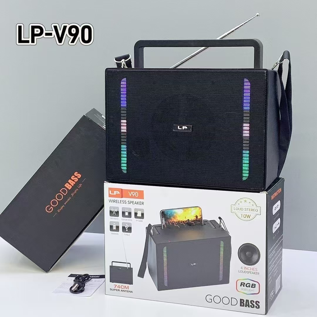 New V90 Wireless Bluetooth Speaker Outdoor Subwoofer with RGB Colorful Light Portable Handle Radio