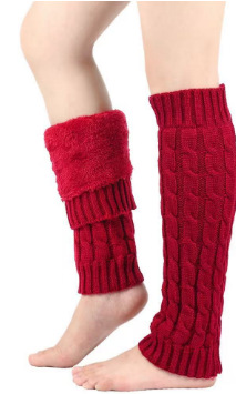 Fleece Lined Yarn Sock Cuff Warm Stacked Socks Women's Leg Warmers Foot Warmers Knit Cable Knit Leg Warmers