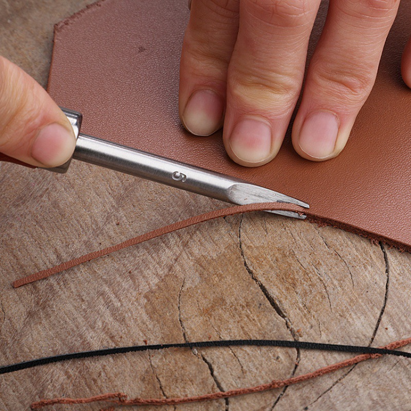Beech wood handle leather edge trimmer trimming knife handmade DIY leather craft tool chamfer edge trimmer thinning leather carving tool