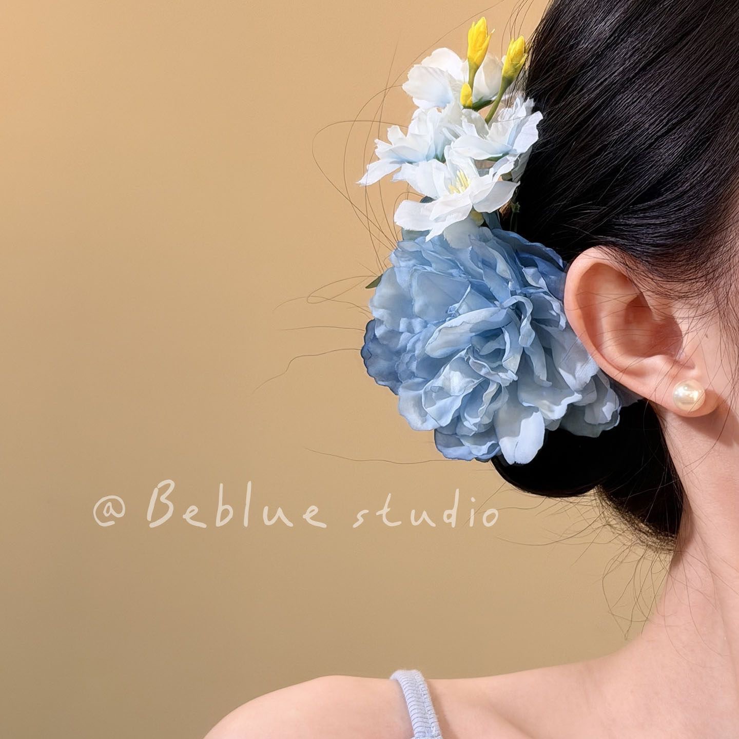 New Chinese style lily flower hair clip for women super fairy bangs duckbill clip ancient style cheongsam accessory head flower hair accessory