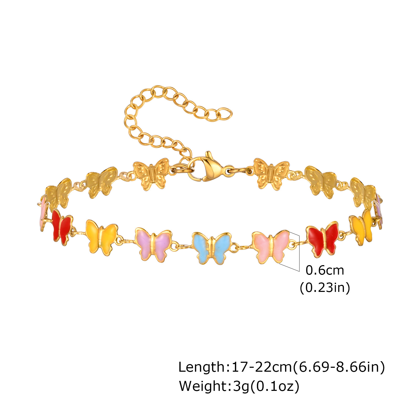 Women's Stainless Steel Drop White Oil Heart Shape Flower Cherry Colorful Bracelet Gold Accessories