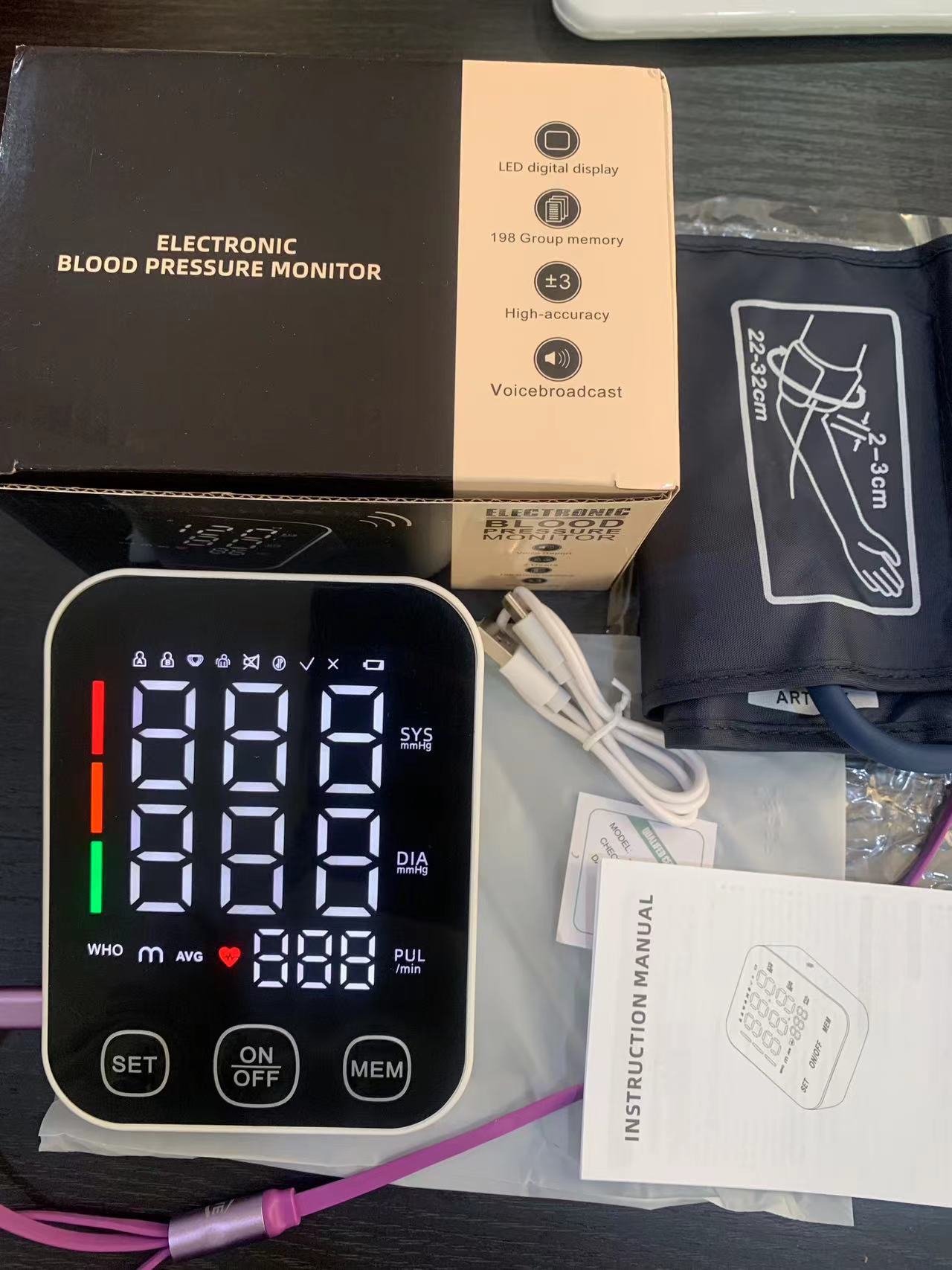 Large Screen Blood Pressure Monitor Fully Automatic Electric Intelligent Blood Pressure Measuring Instrument Export Medical Grade High Precision Blood Pressure Monitor