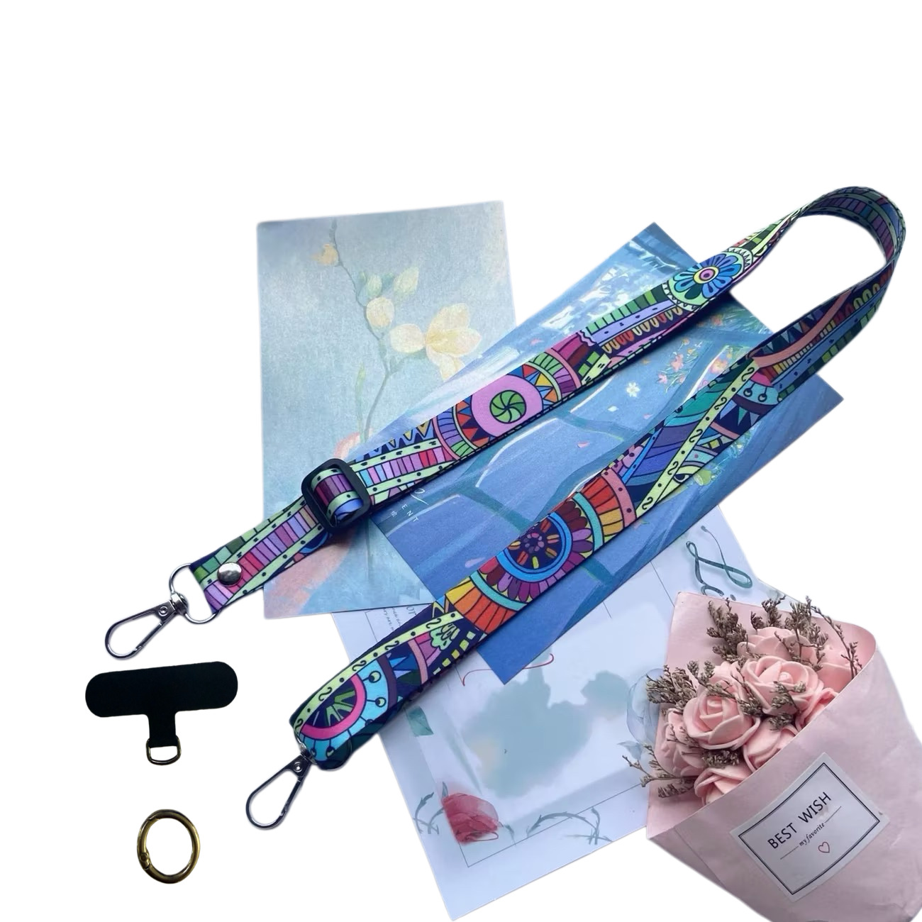 Ethnic Style Phone Lanyard Adjustable Phone Strap Crossbody Neck Strap Simple Backpack Strap