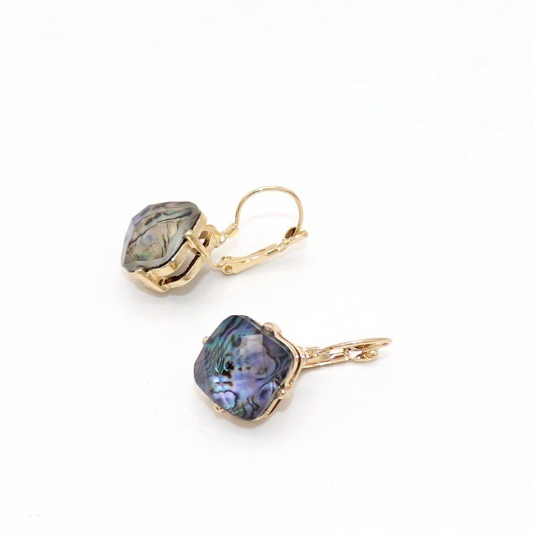 Design Development Accessories Abalone Shell Faceted Material Inlaid Hollow Three-Dimensional Exquisite Earrings