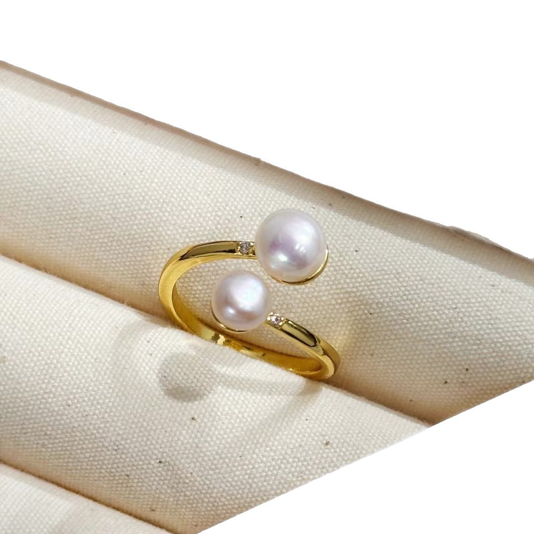 DIY Pearl Ring Accessories Gold-Plated Flower Butterfly Ring Holder Petal Pearl Ring Empty Mount Open