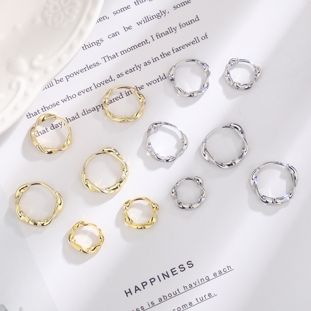 Plain Earring Hoop OL Commute Student Circle Earring Small Simple Zircon Twist Ear Cuff Mobius Ring Earring