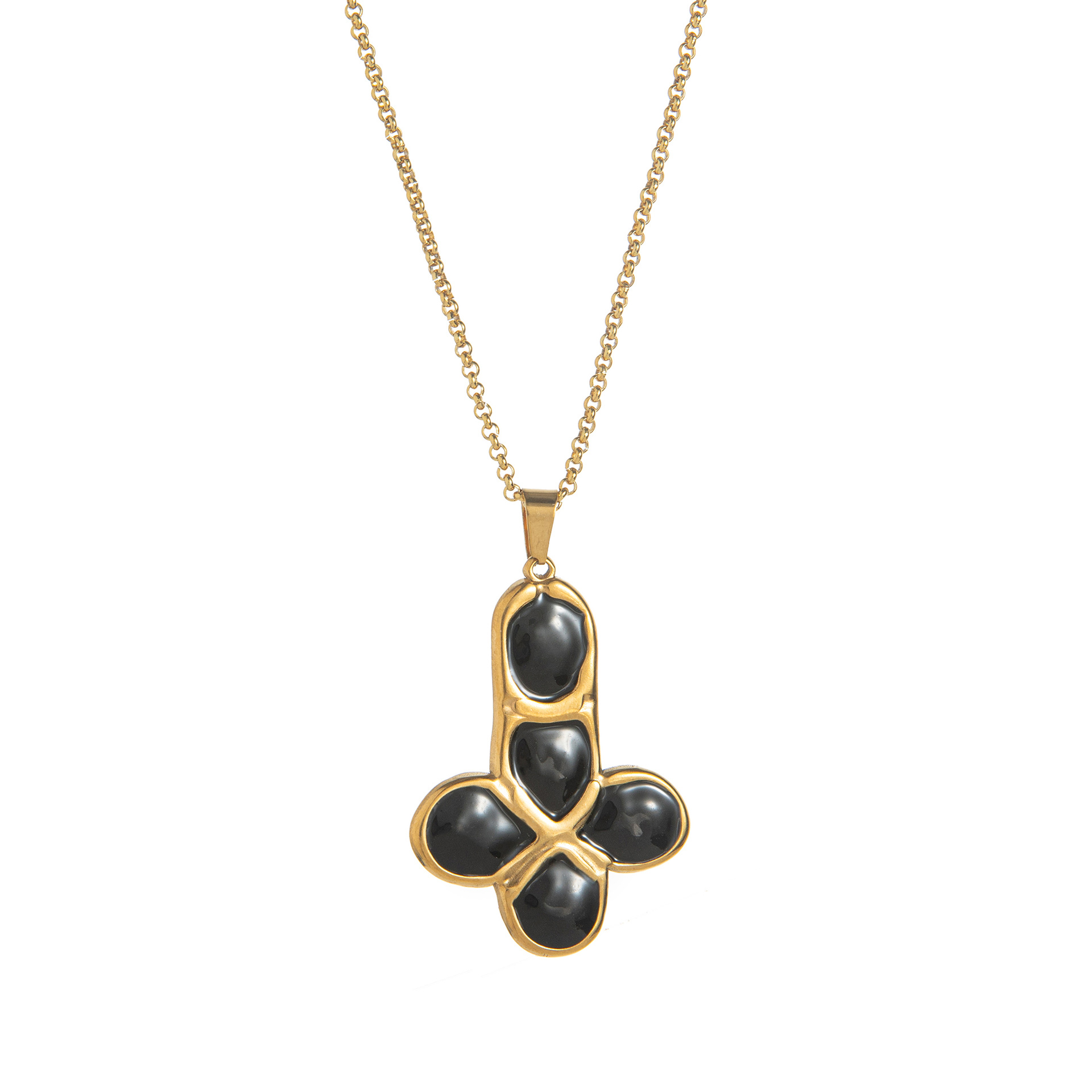 Titanium steel pebble effect oil-plated cross pendant necklace colorful accessory