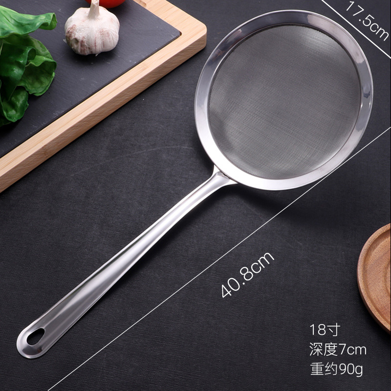 Stainless steel mesh strainer skimmer hot pot spoon household flour sieve soy milk filter net foam skimmer oil spoon kitchen frying spoon