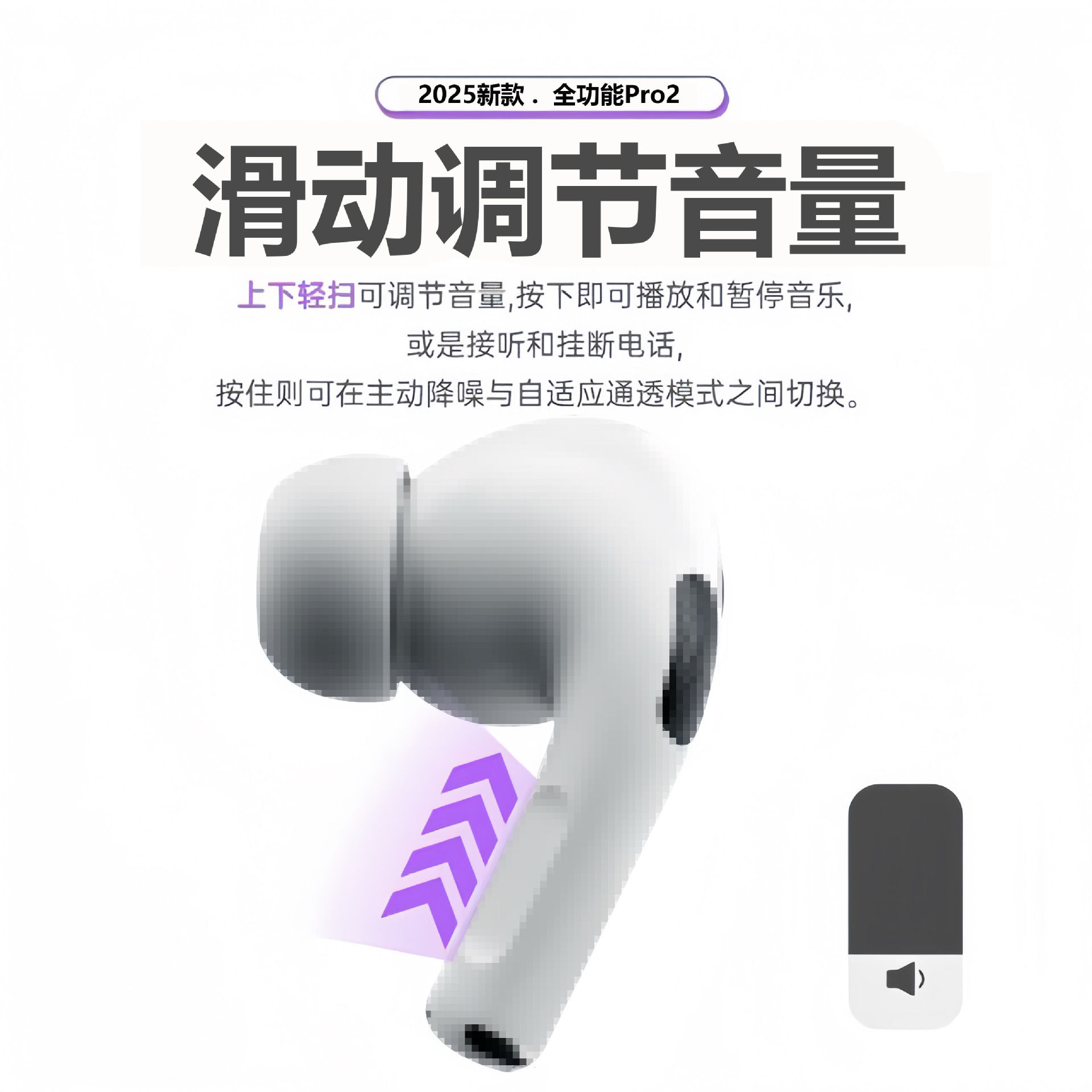 Huaqiangbei Air4 Gen 7 Earphone Pro2 Wireless In-ear Bluetooth Headset ANC Active Noise Cancelling Compatible with Apple