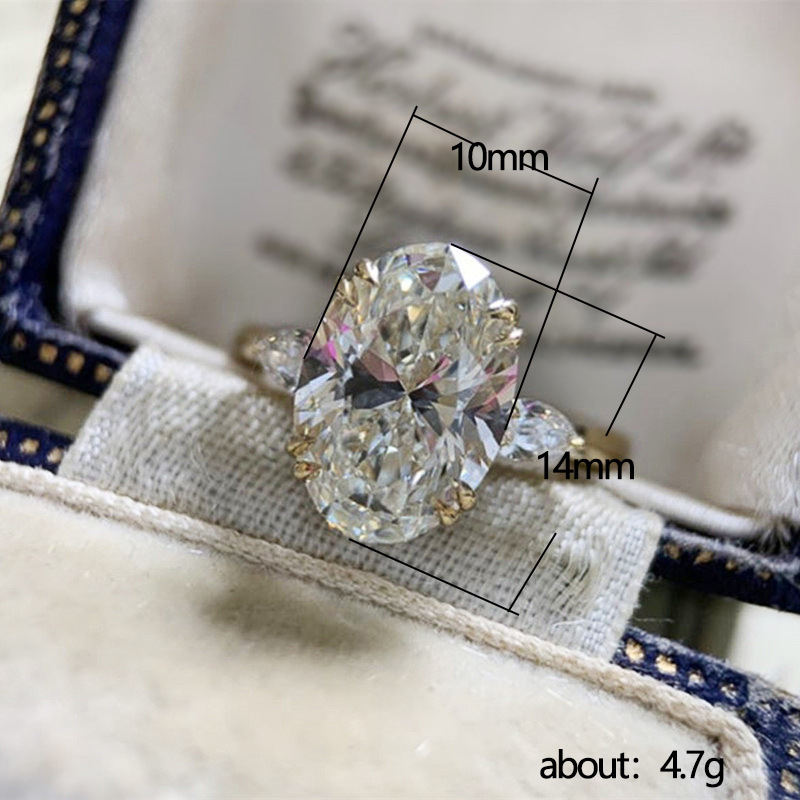 Cao Shi Exclusive Jewelry 10*14mm Oval Zircon Ring Pigeon Egg Engagement Ring
