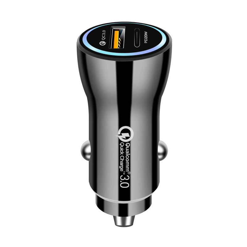 PD38W Car Charger Dual Port Flash Charge USB Car Charging Head QC3.0 Mini Car Fast Charger 20W