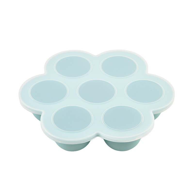 Food-grade silicone 7-hole baby food container with lid, baby food freezer tray, steamable, exclusive supply