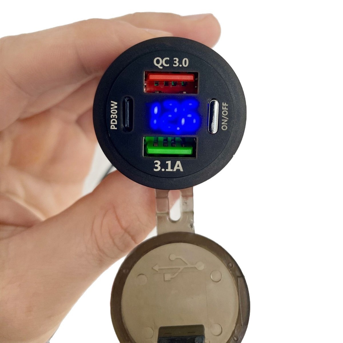 Modified Car Motorcycle Electric Vehicle Three-Port Design Dual USB+PD Fast Charge Switch Car Charger