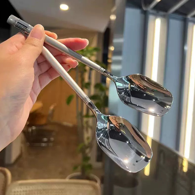 Stainless Steel Spoon Lantern Spoon Household Gold Long Handle Dessert Spoon Ice Cream Spoon Restaurant Soup Spoon