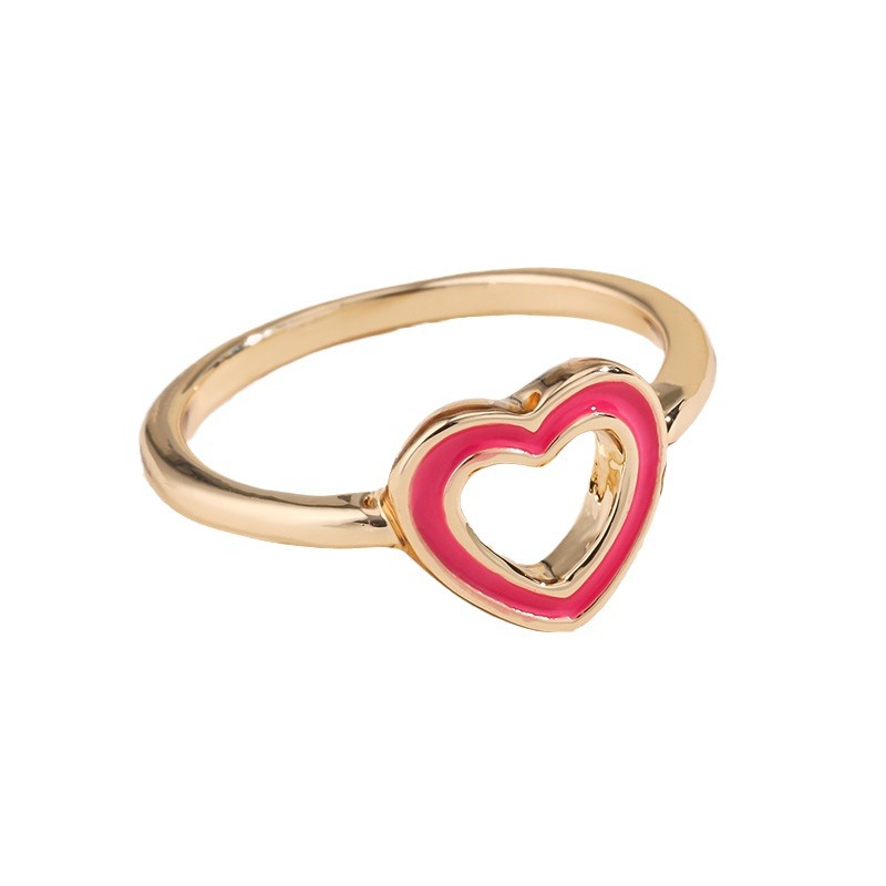 Kenjie Valentine's Day ring set for women original design English enamel heart-shaped ring