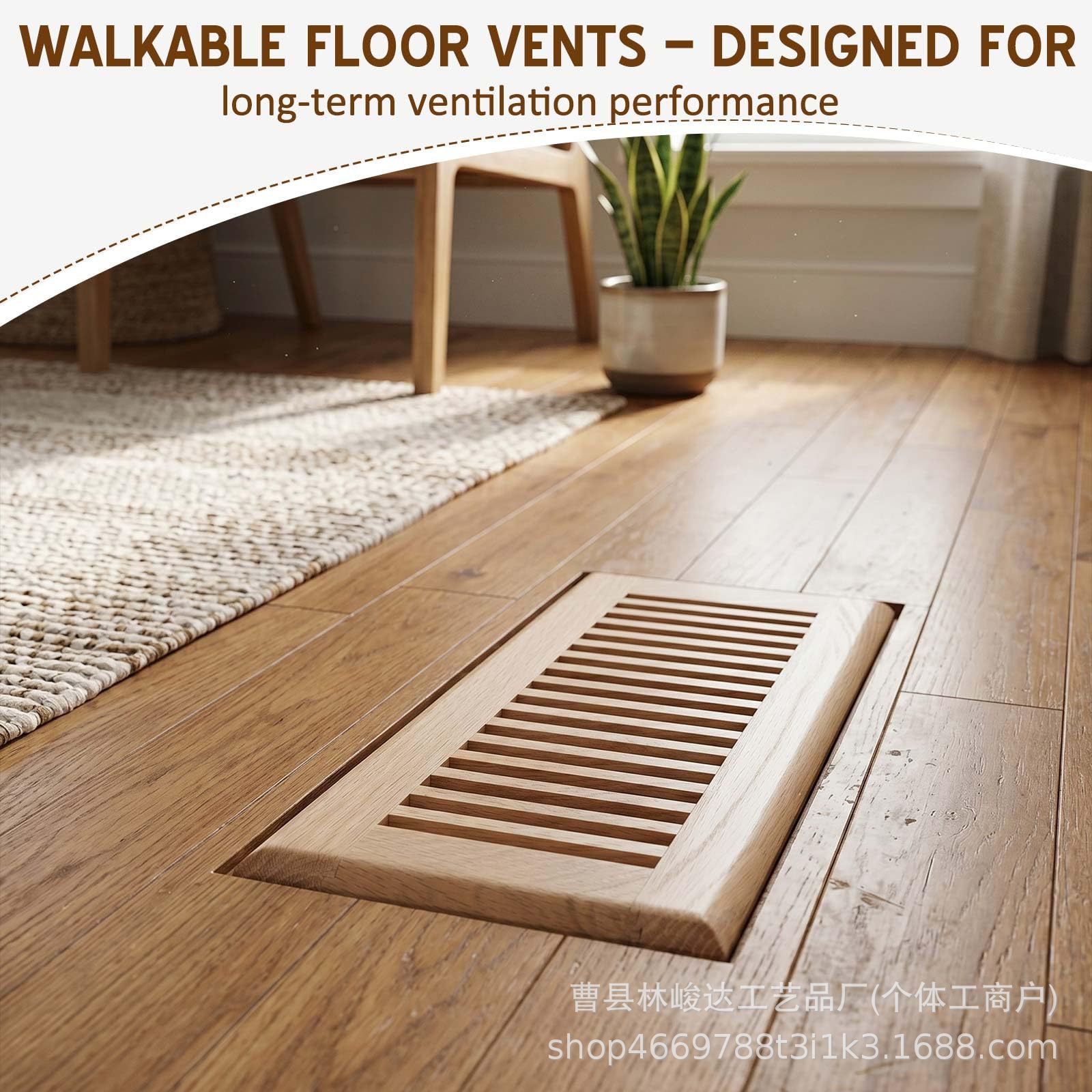 New wood floor ventilation cover, recessed home ventilation floor register, wooden living room bedroom ventilation cover