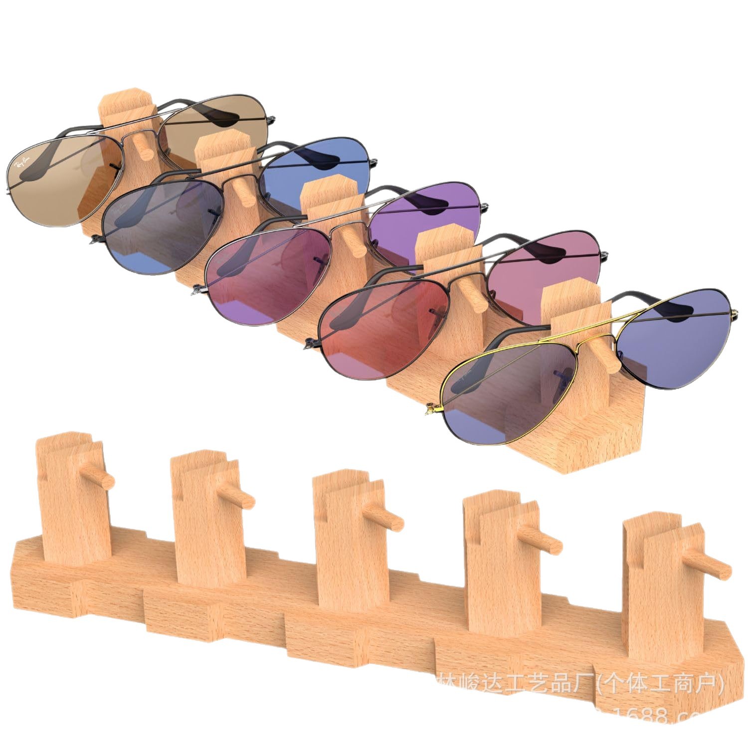 Simple wooden sunglasses storage rack, multi-grid store counter myopia glasses display shelf, storage decorative rack