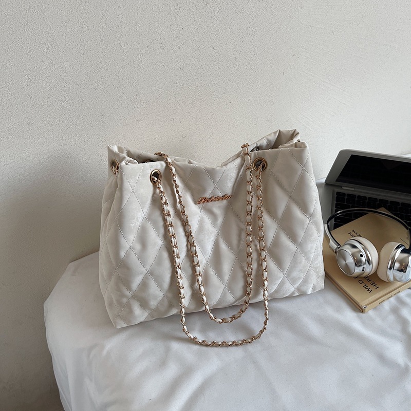 Women's Bags 2025 Autumn New Solid Color Design Daily Texture Casual Shoulder Diamond Grid Chain Bags