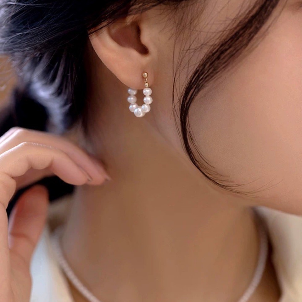 Aesthetics! Natural freshwater pearl 14K gold-filled earrings, minimalist and niche ear accessories