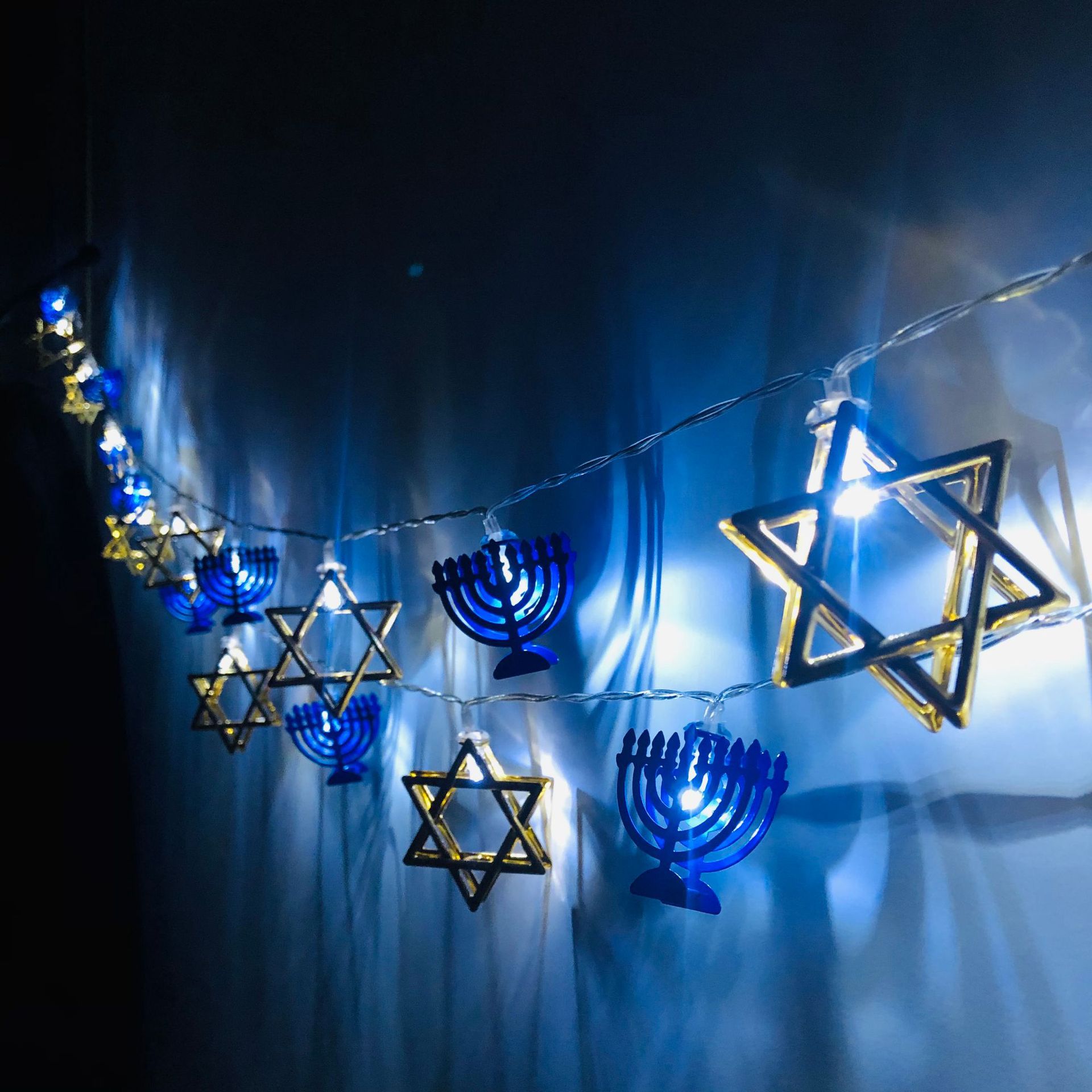 LED Hanukkah Light String, Menorah Star of David Light String, Hexagram Star of David Light String, Christmas