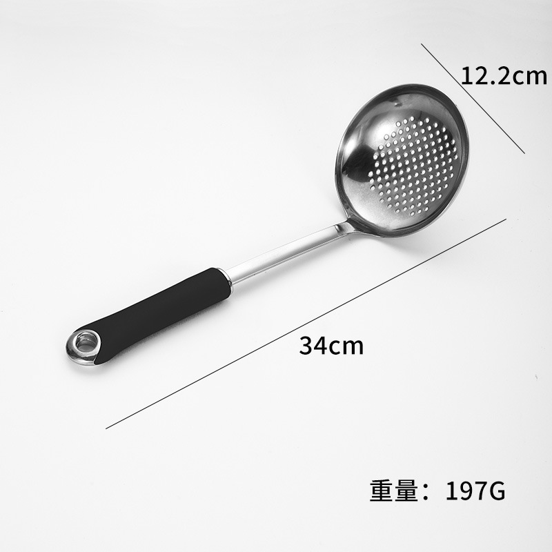 Stainless Steel Soup Spoon Slotted Spoon Kitchen Utensil Set Wok Spatula Oil Separating Spoon Ice Cream Spoon Egg Beater Stir-fry Spoon High Temperature Resistant
