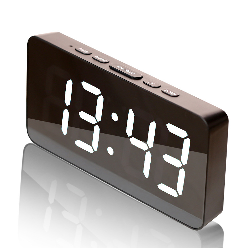 LED Digital Alarm Clock Silent Mirror Clock Multi-function Night Light Electronic Clock Lazy Clock Snooze Function