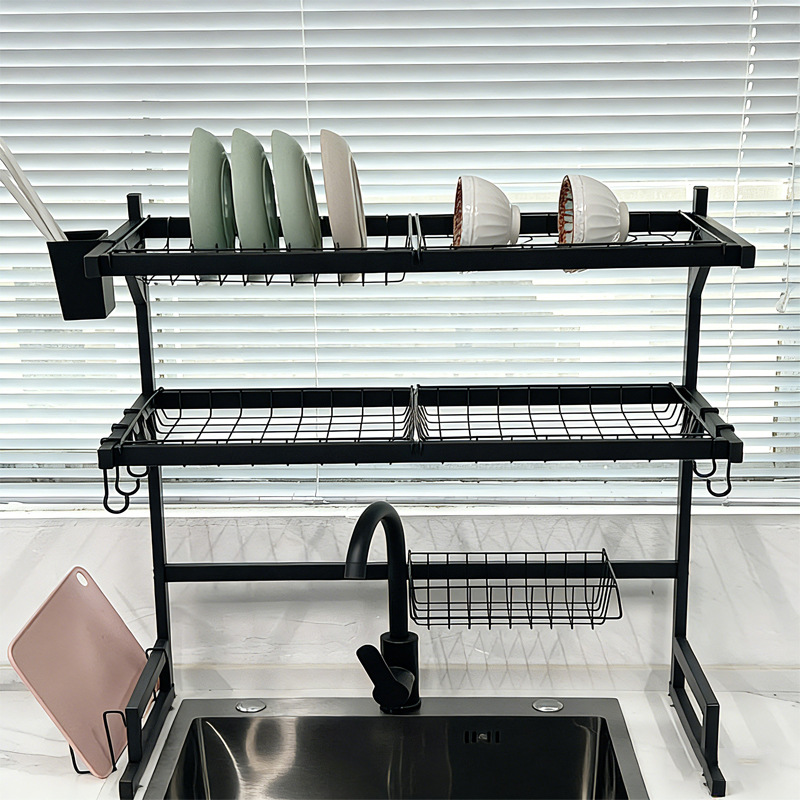 Kitchen multifunctional storage rack countertop chopstick integrated knife storage rack sink vertical draining rack bowl dish rack
