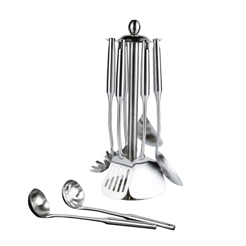 304 stainless steel kitchen utensil set heat-insulated handle full steel spatula soup spoon frying spatula slotted spoon kitchen custom LOGO