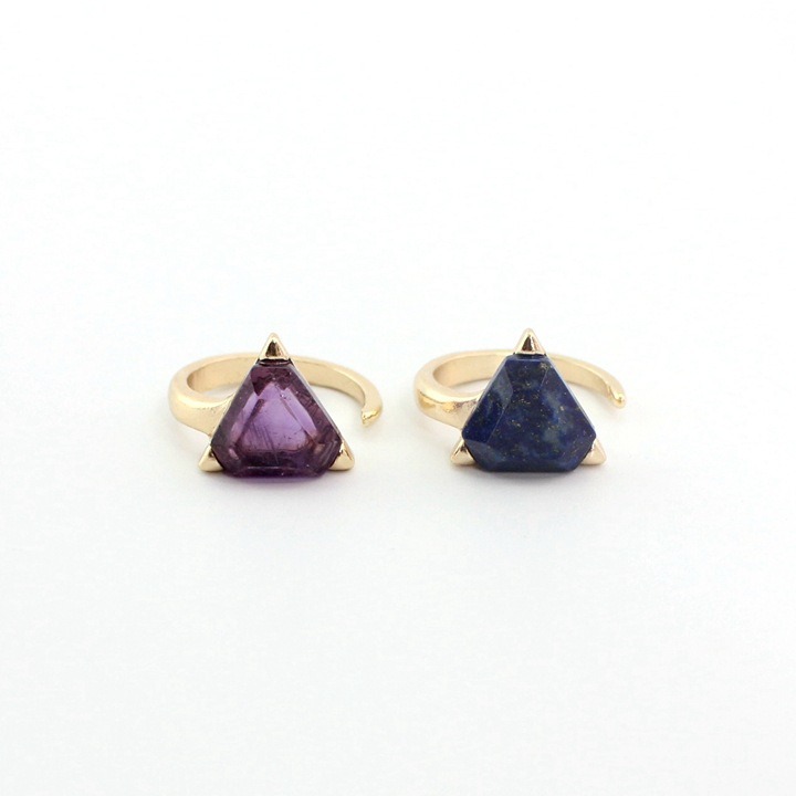 Design Development Accessories Natural Amethyst, Lapis Lazuli Inlaid Exquisite Open Ring