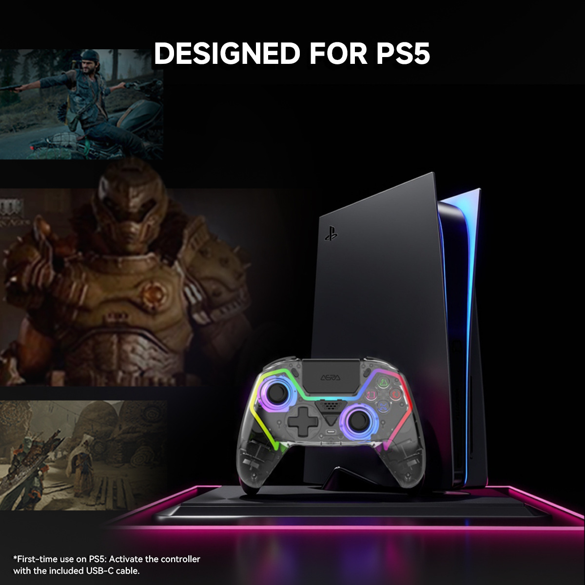 PS5 wireless Bluetooth game handle RGB macro programming Android ios/pc/steam/mac p5 host controller