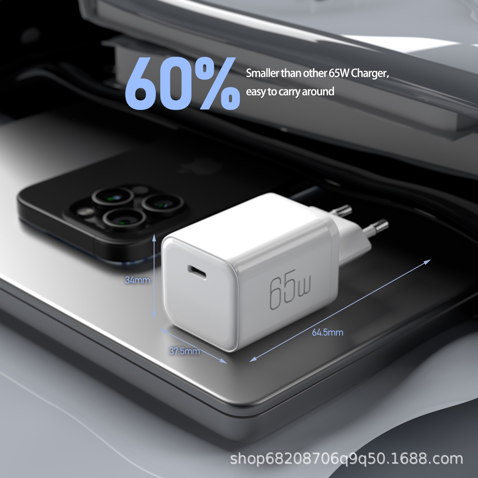 65W GaN Charger Certified 65W Charger for All Laptops, Tablets, Phones, etc.