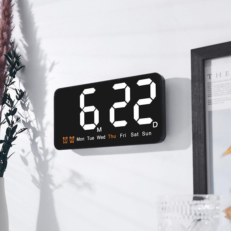 New Wall Clock Simple Large Screen Hanging and Standing Two-Use Clock Living Room Clock with Temperature Multifunctional Alarm Clock 6638