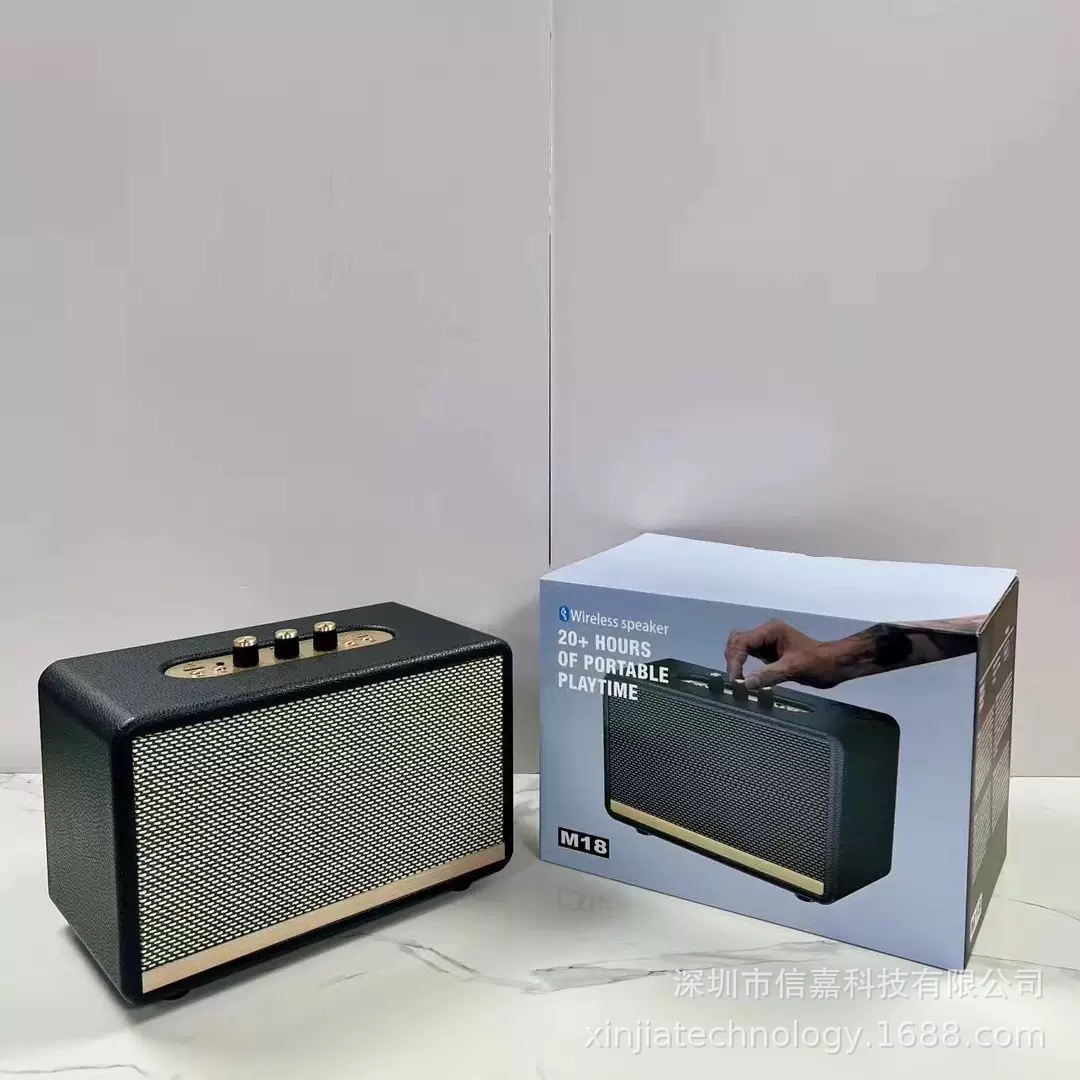 Huaqiangbei Bluetooth speaker M18 subwoofer outdoor portable heavy bass solid wood stereo wireless speaker