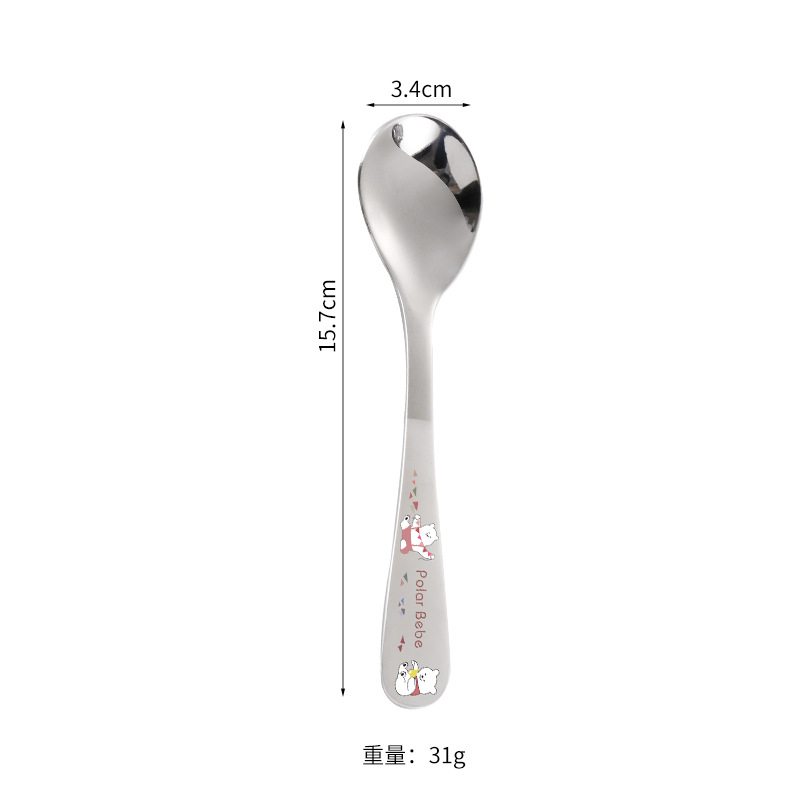 304 stainless steel children's spoon fork animal cartoon car cute baby food learning spoon