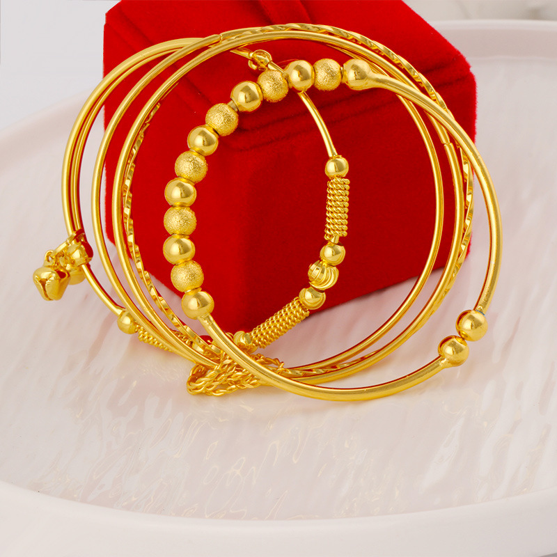Gold-plated bracelet women 18K imitation gold push-pull bracelet dragon phoenix blessing phoenix tail street vendor ten yuan style