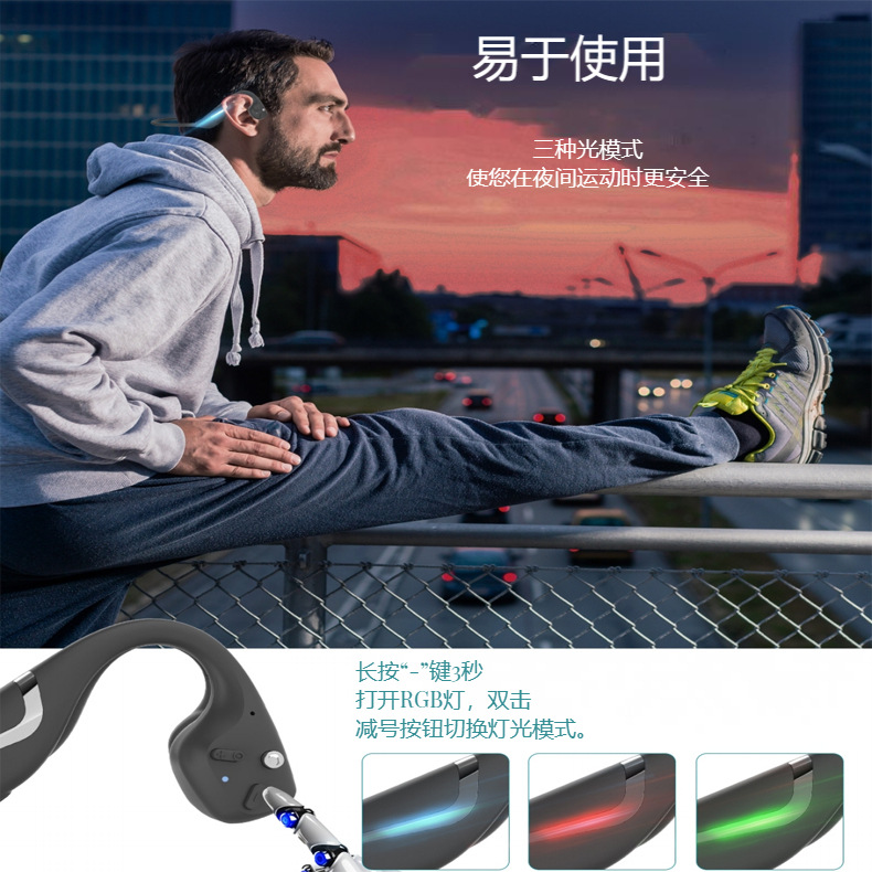 DV68 Portable Bone Conduction Wireless Bluetooth 5.3 Earphone IPX7 Waterproof Home Gift Gaming Earphone Battery Life 20H