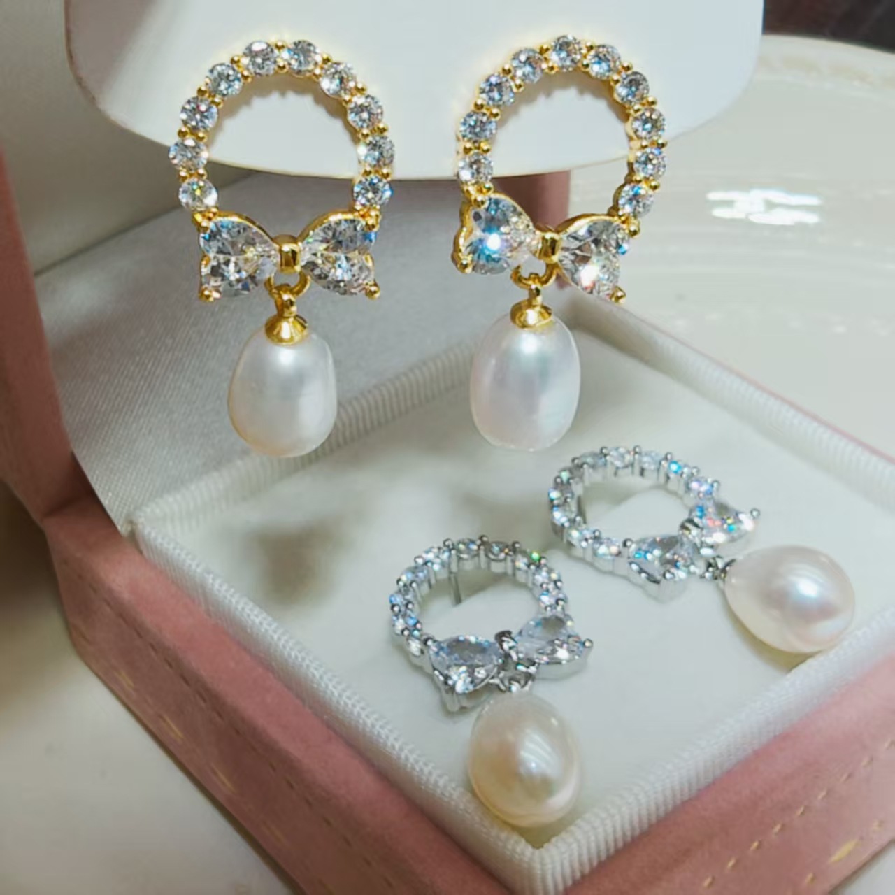 DIY Pearl Empty Mount Earring Accessories 18K Gold-Filled Copper Thick Gold Shell Earrings Semi-Finished Accessories