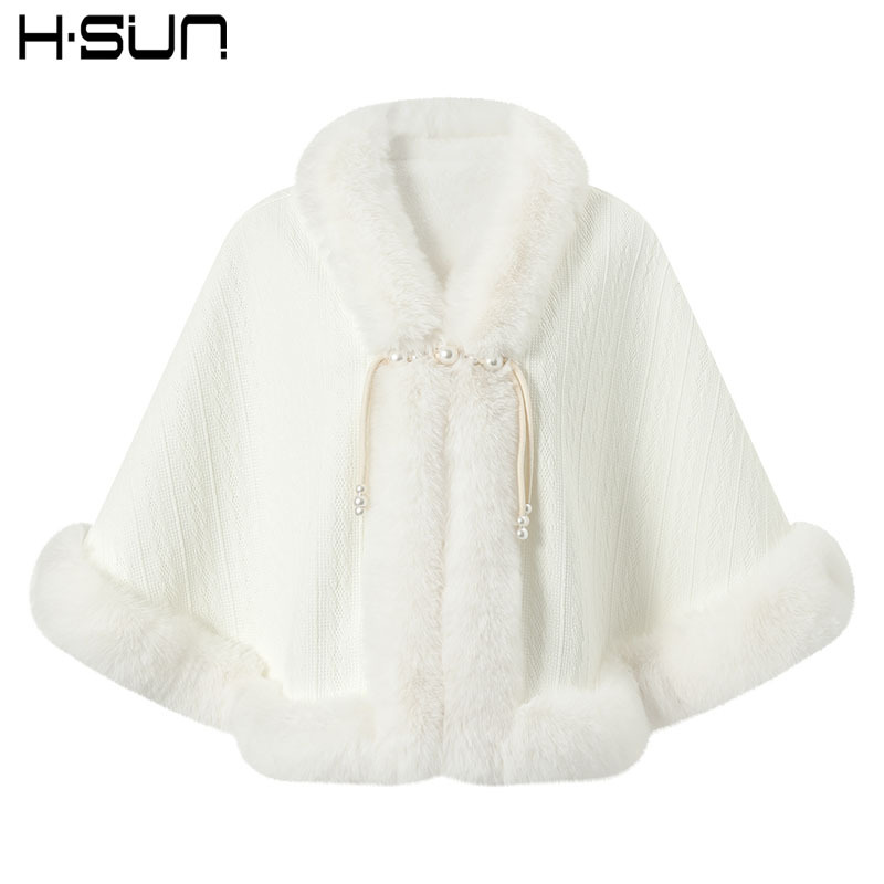 Winter Rabbit Fur Cape Outerwear Warm Women's Cheongsam Chinese Style Cape Outerwear Cardigan