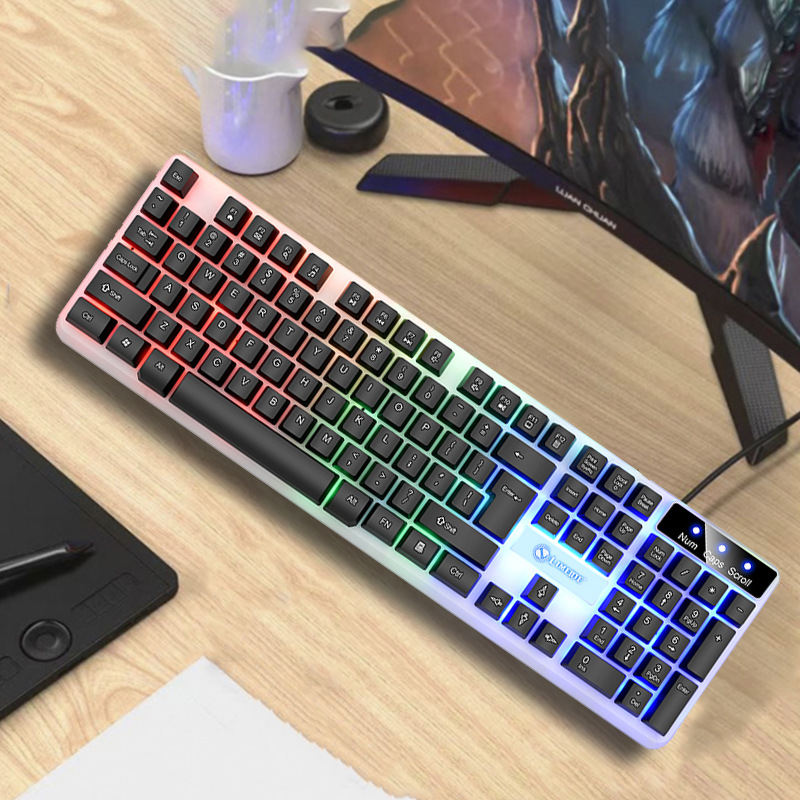 Limei GTX350 Illuminated Keyboard and Mouse Combo Floating Keyboard Mechanical Feel Gaming Mouse and Keyboard Set