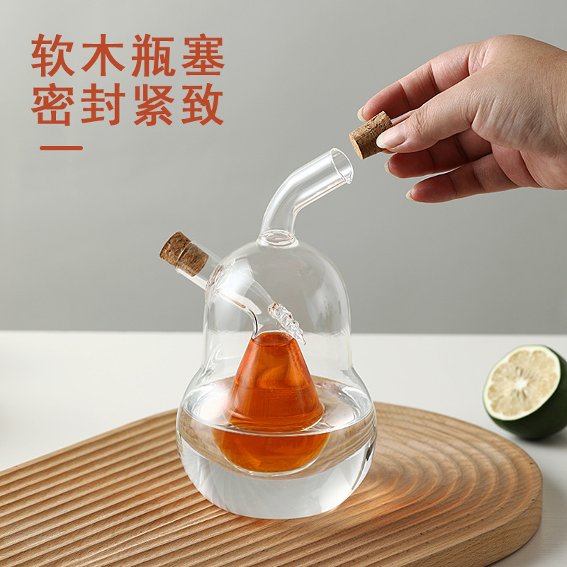 High borosilicate glass seasoning bottle, household kitchen soy sauce vinegar dual-use seasoning bottle, two-in-one sealed oil bottle