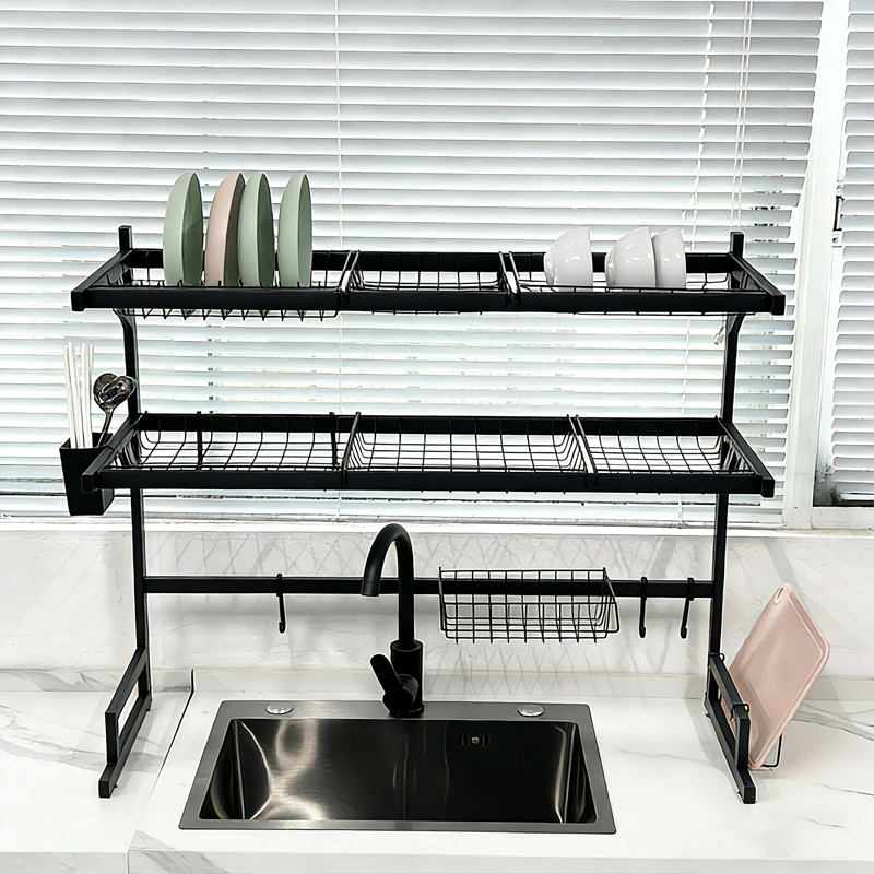 Kitchen multifunctional storage rack countertop chopstick integrated knife storage rack sink vertical draining rack bowl dish rack