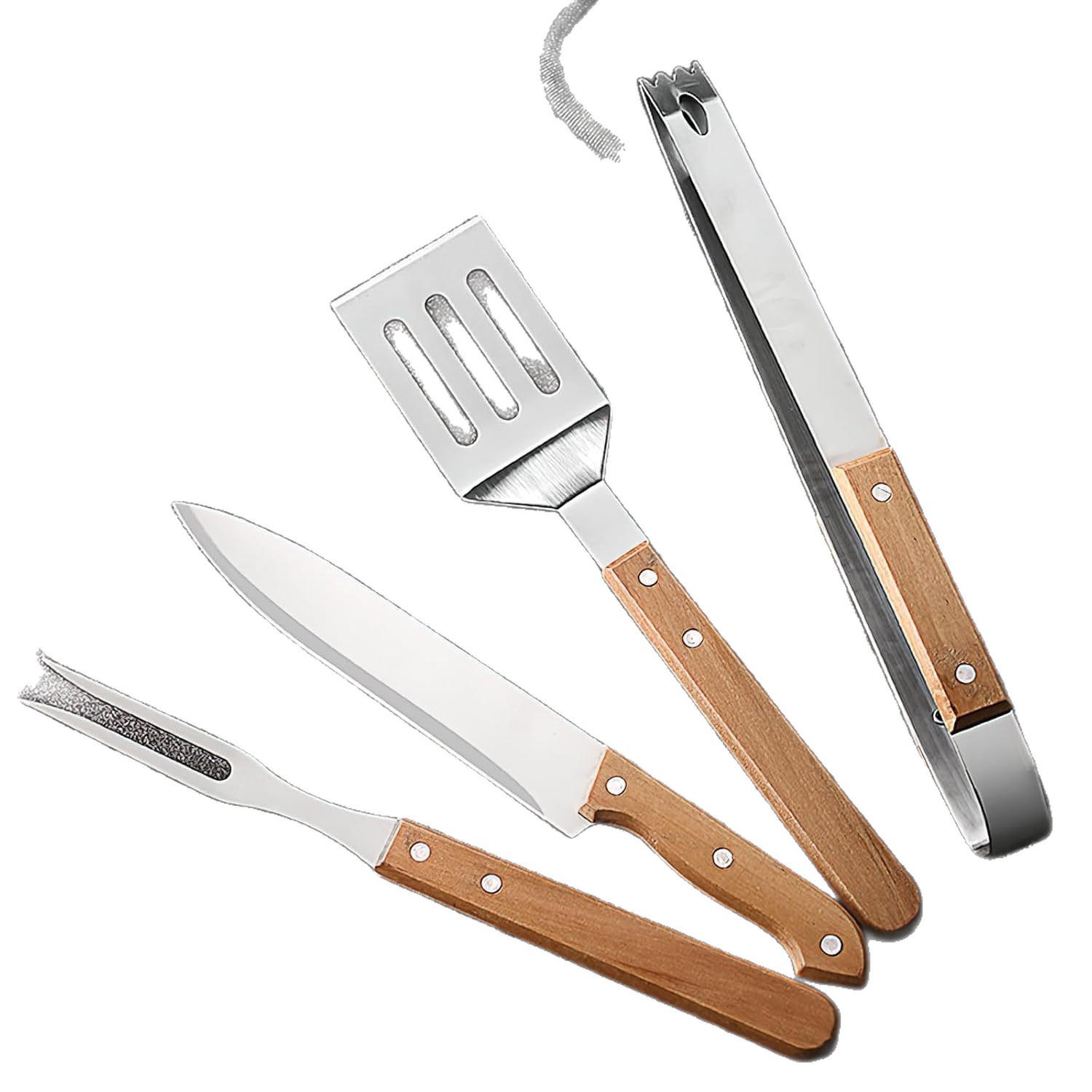 4-Piece BBQ Tool Set Combination Stainless Steel Food Tongs BBQ Meat Clips Outdoor Camping