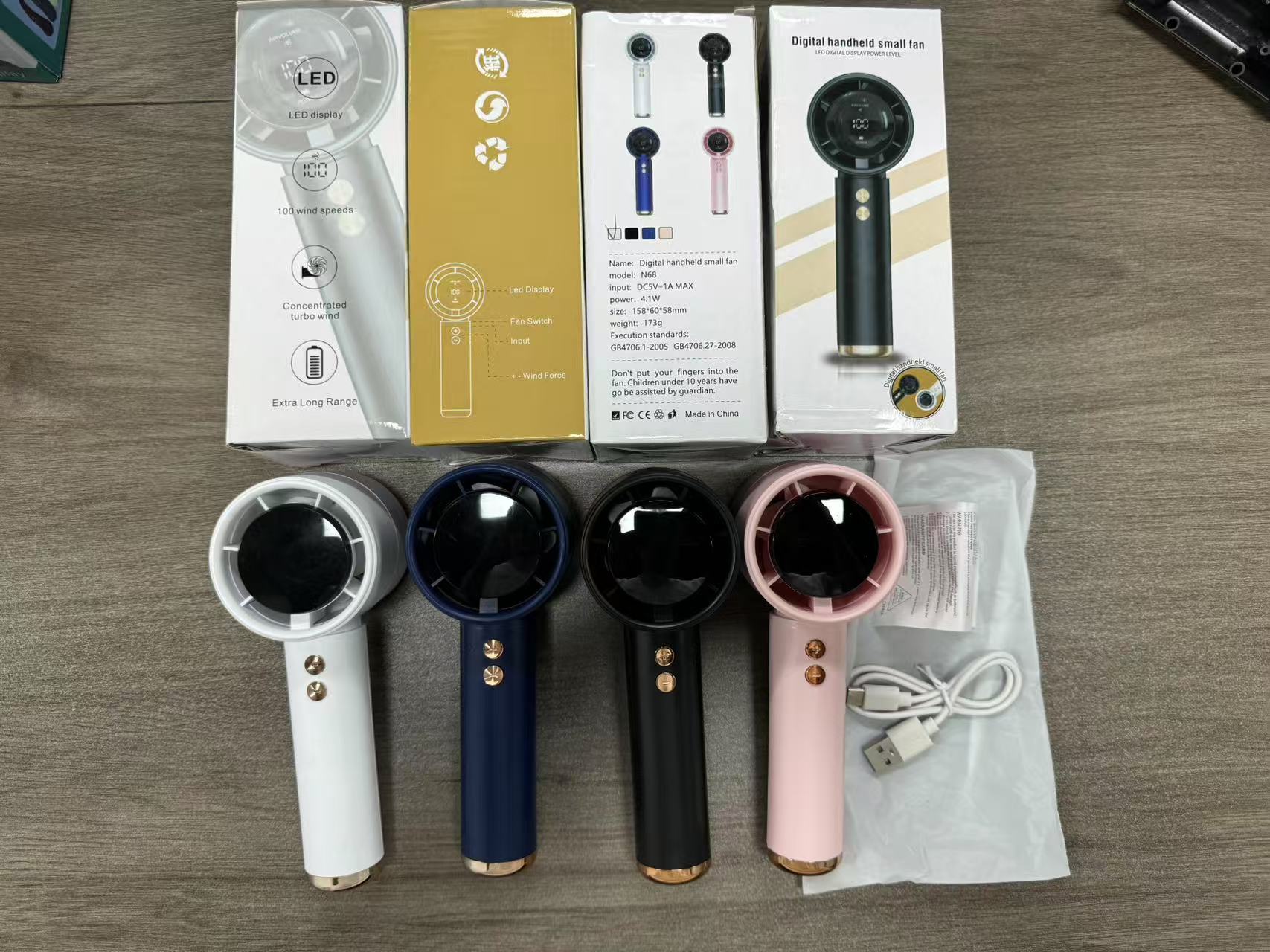N68 High Speed 100 Gear Handheld Fan USB Charging Mini Portable Violent Turbo Small Fan