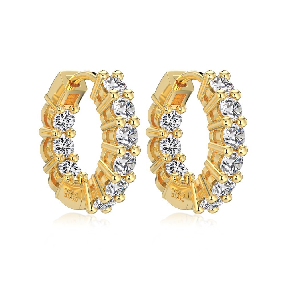 S925 sterling silver earrings for women, full diamond flash exquisite wedding banquet women's ear accessories