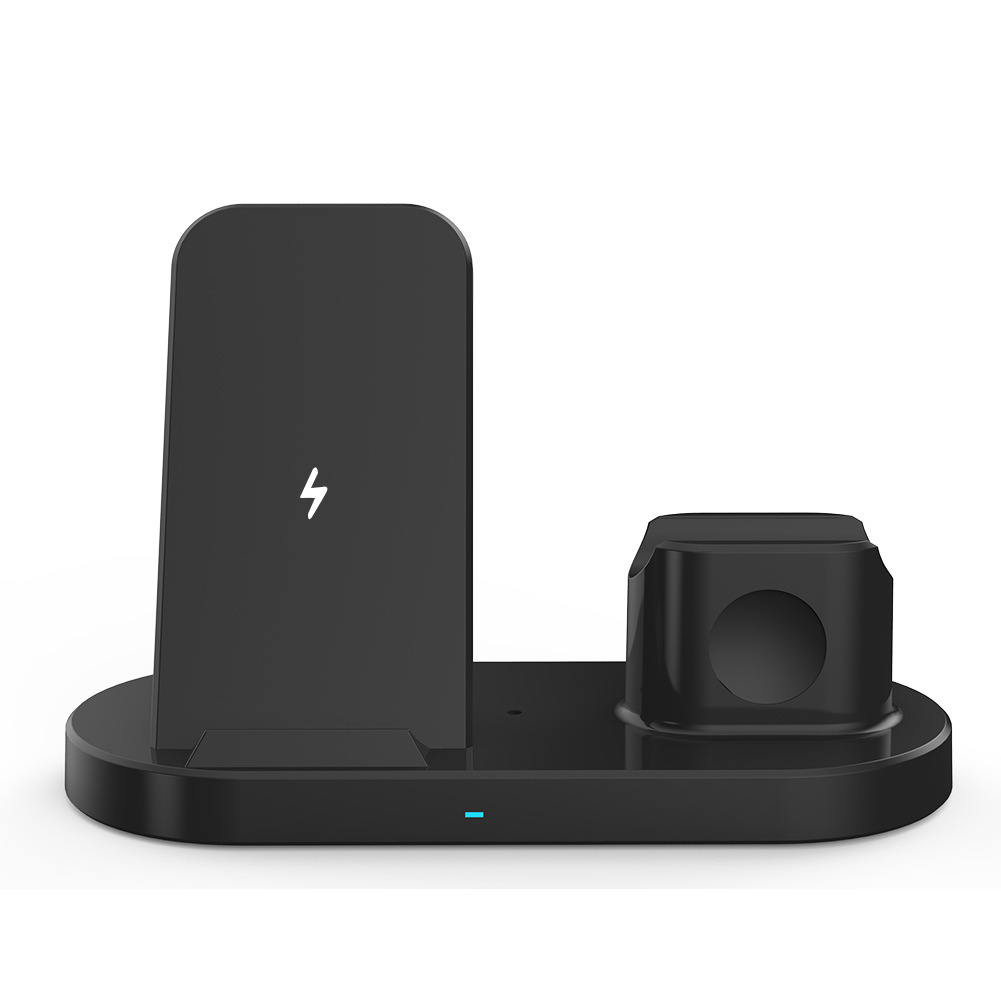 Custom mold three-in-one wireless charger desktop vertical charging stand phone watch earphone wireless fast charging 15W