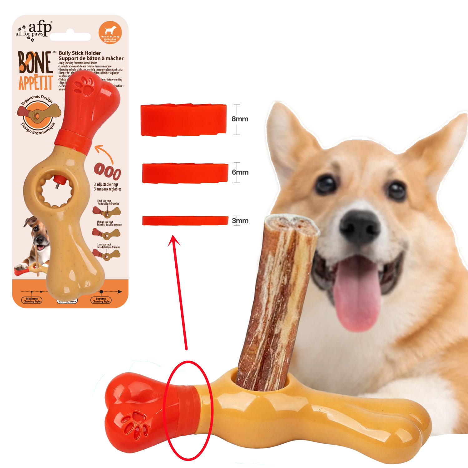 afp Dog Teeth Grinding Cleaning Stick Fixer Anti-choking Safe Durable Pet Snack Chewing Stick Refuse Holder