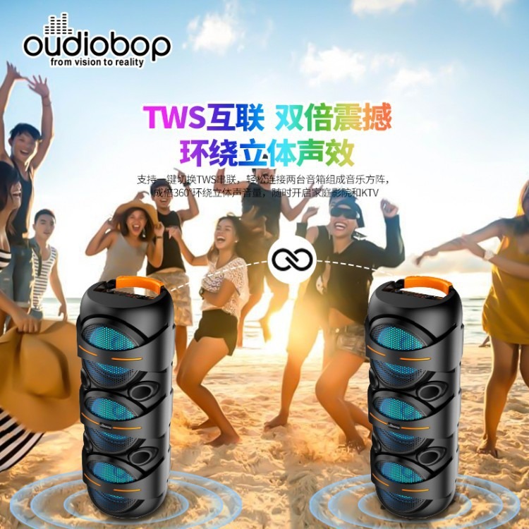 Export Outdoor Dual 12-inch Bluetooth Speaker Loud Volume Portable Square Dance Wireless Mic K Song Speaker