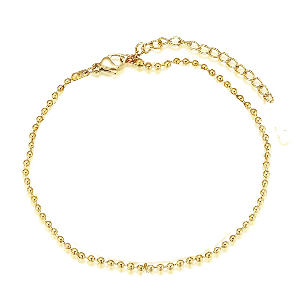 Japanese and Korean exquisite versatile stainless steel bead chain, seed bead chain, double-layer sexy anklet